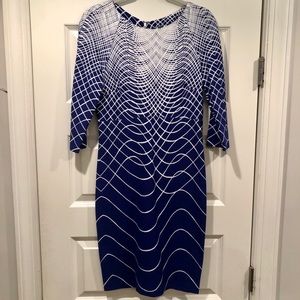 Ann Taylor, blue and white knit dress, 6